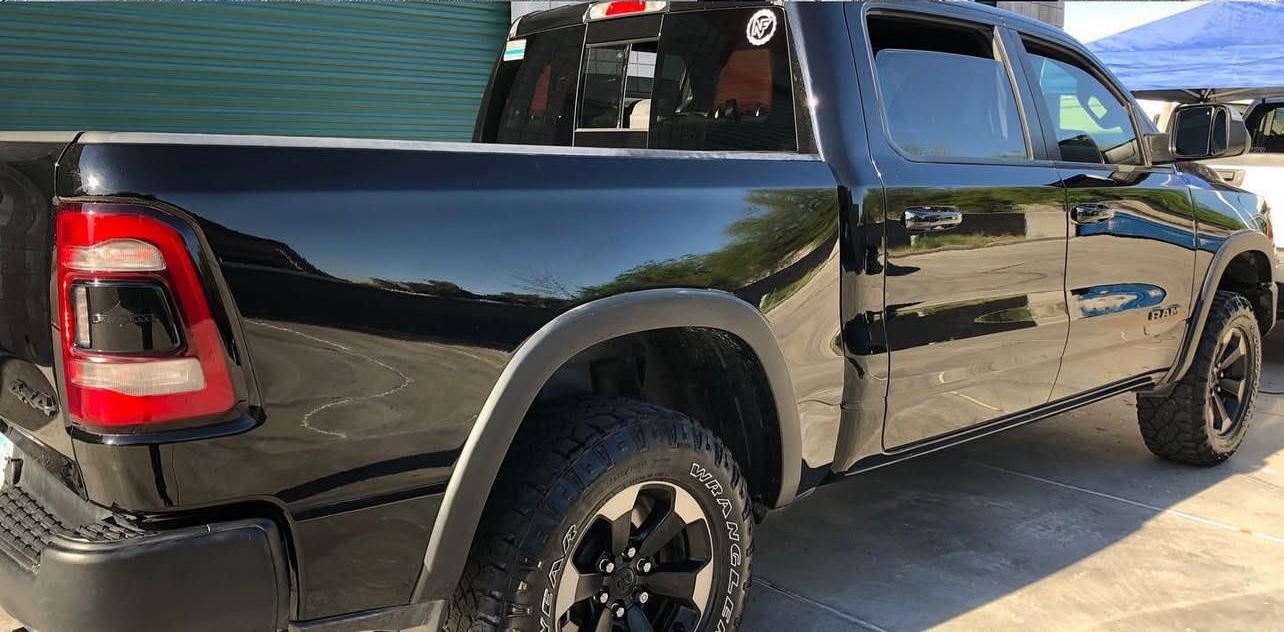 RAM 1500 Rebel after paint correction, deep gloss black